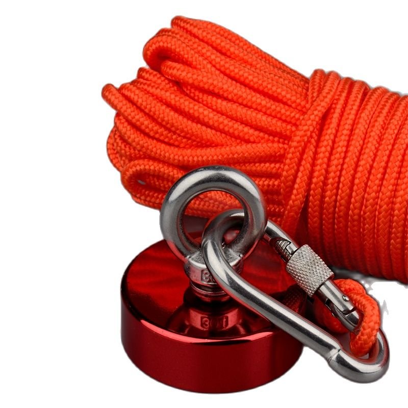Festival Gift 90KG N52 Neodymium Red Magnet Permanent Imane Lifting Magnets 10m Rope Option Search Magnetic