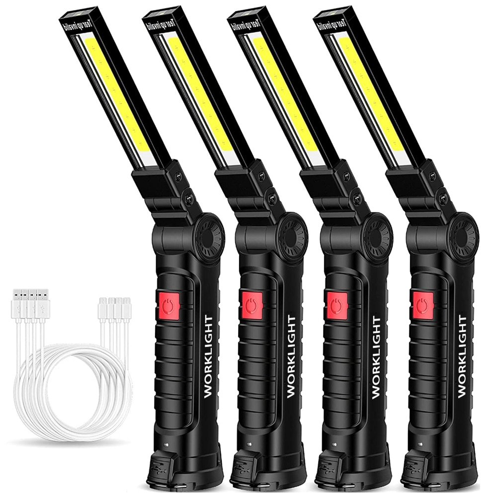 New Portable COB LED Flashlight USB Rechargeable Work Light Magnetic Lanterna Hanging Lamp with Built in