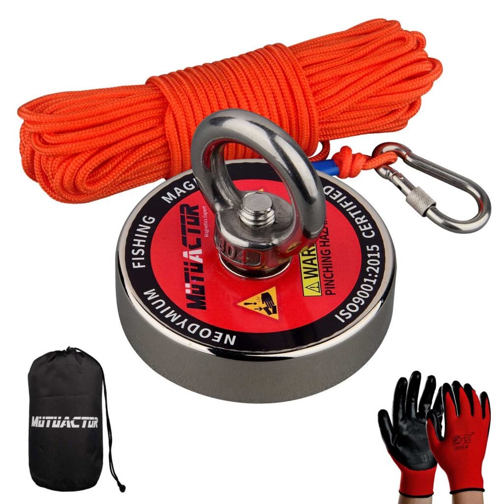 Strong Fishing Magnet 400 1200LBS Underwater Searching Salvage Magnets N52 Neodymium Permanent Rear Earth 20m Rope