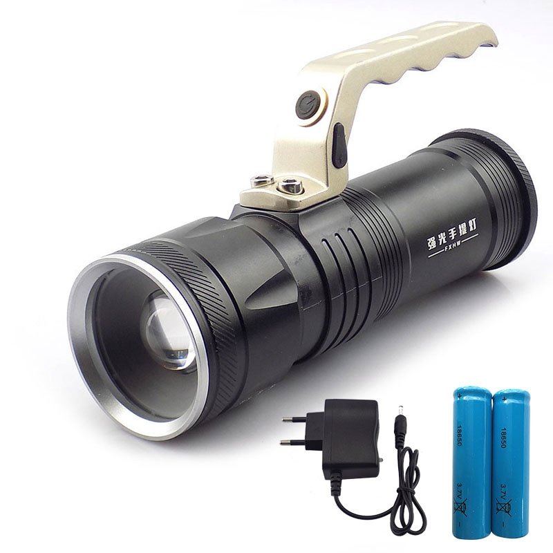 Zoom Focus flashlight rechargeable searchlight Searching Lights flash light torch lantern fishing hunting 18650 battery charger