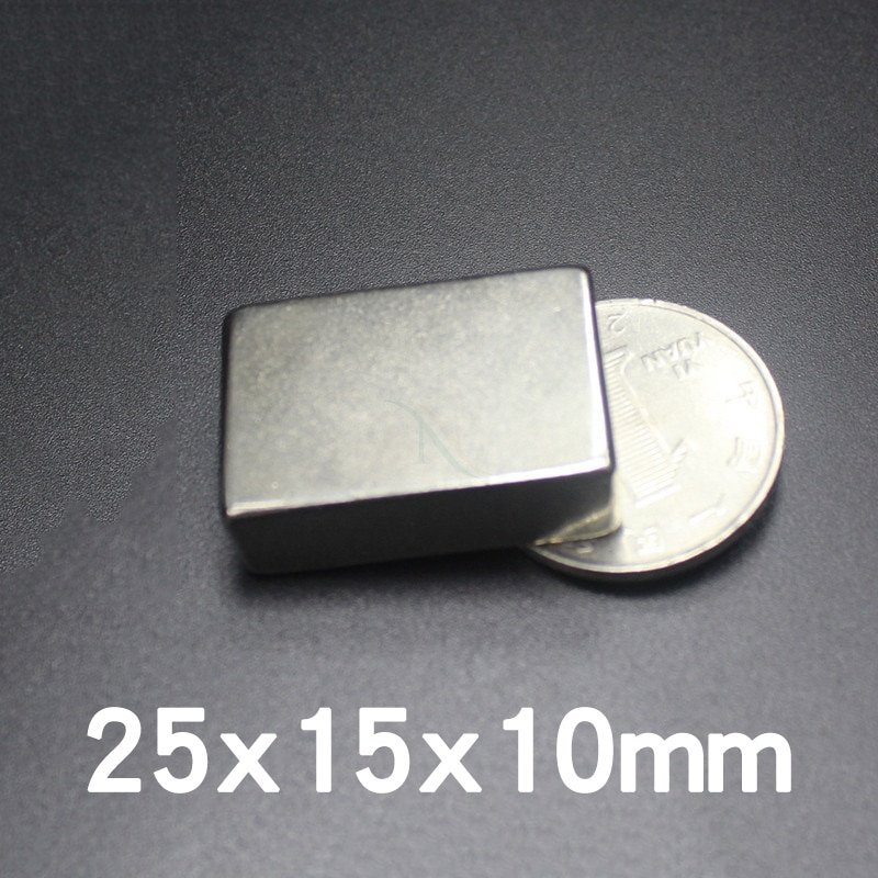 1 2 3pcs 25x15x10mm NdFeB Search Quadrate Magnet Stong Magnets 25x15x10 mm N35 Powerful Neodymium Magnetic