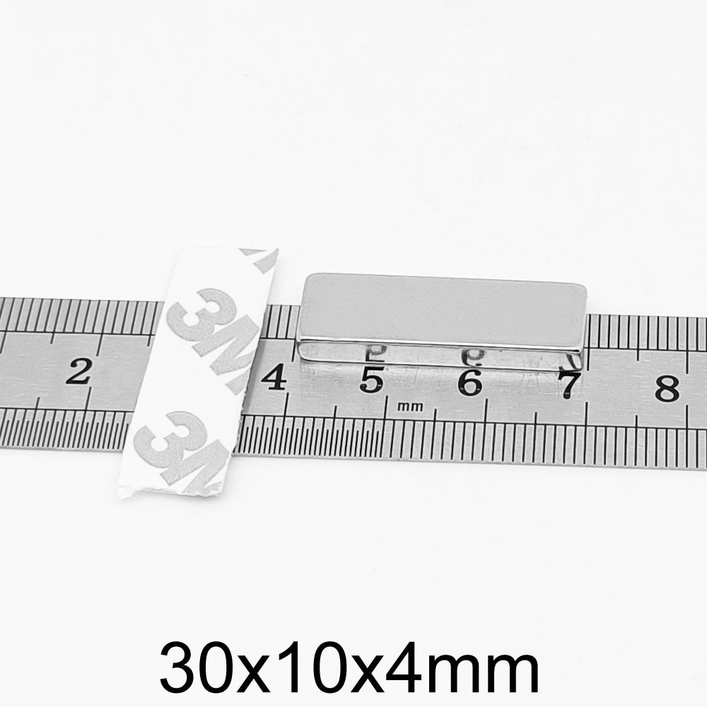 2 5 10 20 30 50PCS 30x10x4 Block Search Magnet Two Side With 3M Tape 30x10x4mm