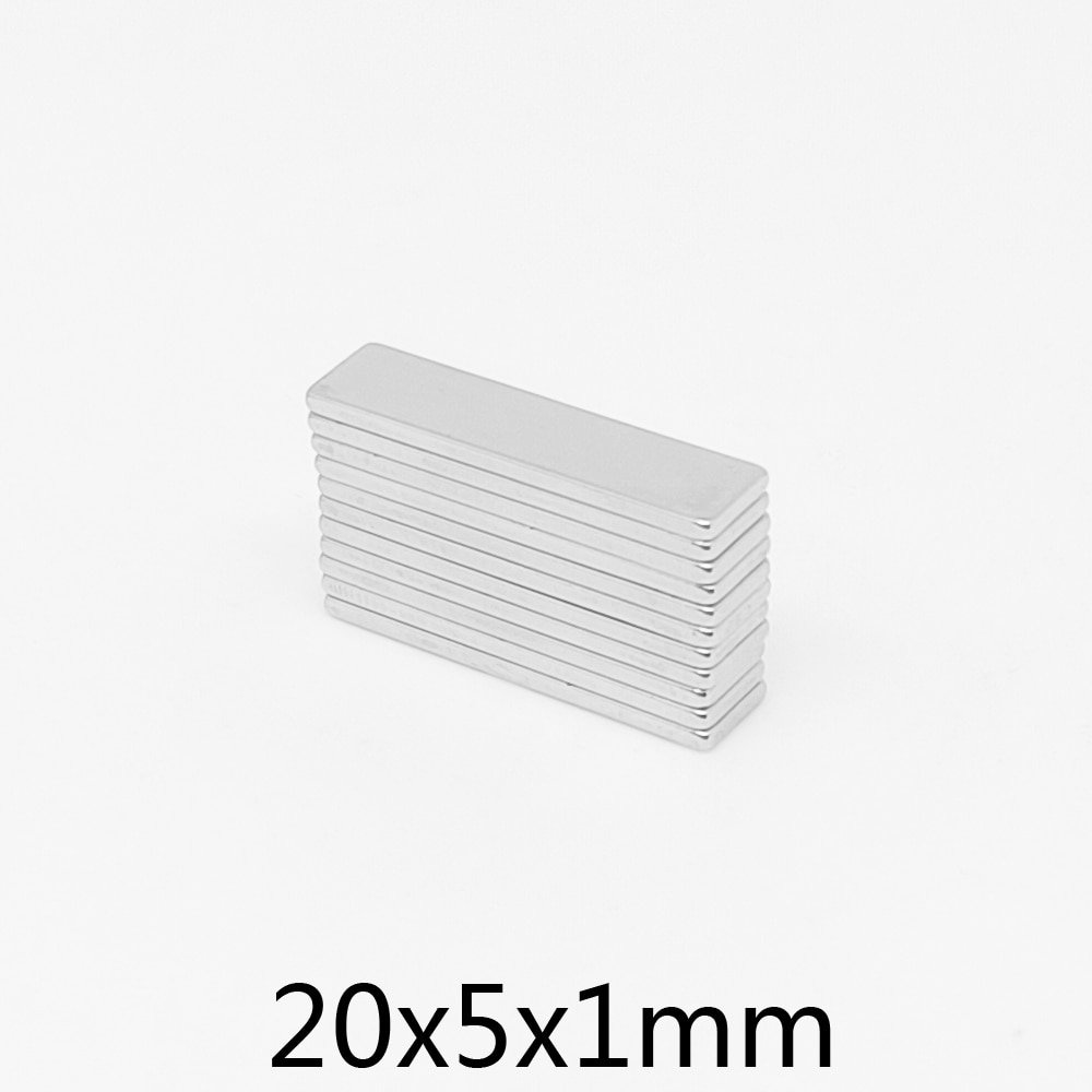 20 500PCS 20x5x1 Thin Strong Sheet Rare Earth Magnet N35 Rectangular Neodymium Magnets 20x5x1mm Block Search