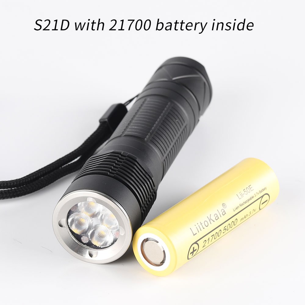 Convoy S21D 21700 LED Flashlight with Quad TIR Lens 519A 8groups 2500LM Torch Lighter for Hiking