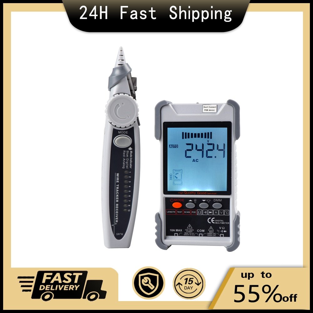 ET616 ET618 LCD Display Analogs Digital Search POE Test Network Cable Tester Cable Pairing Electrical Instruments