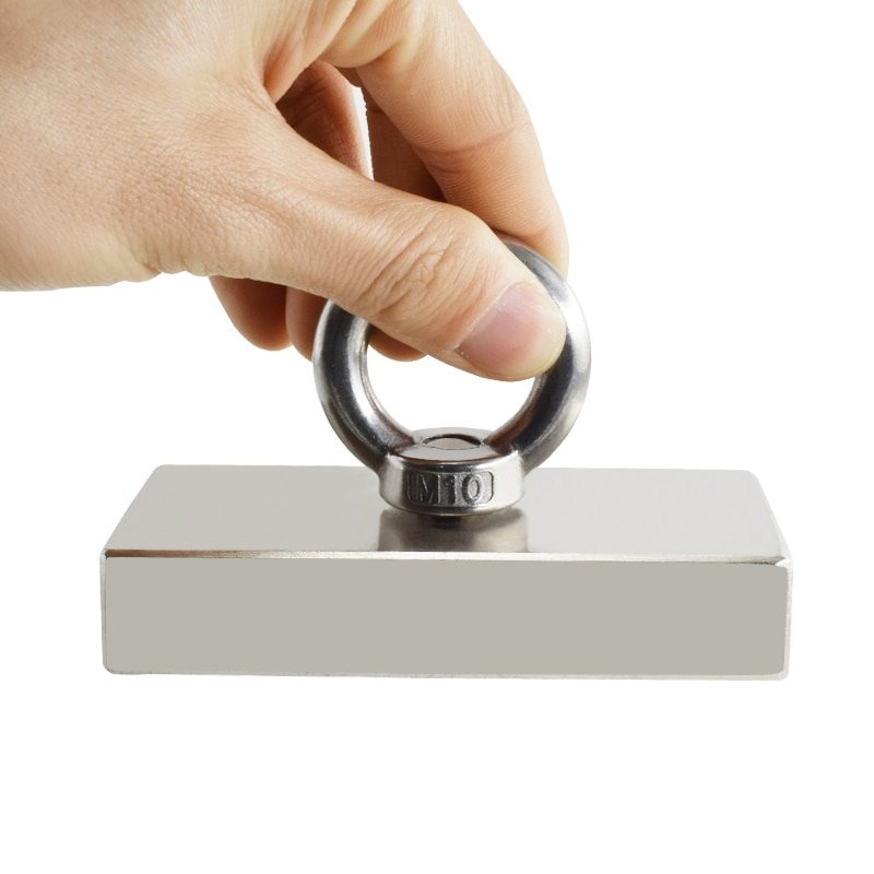 Magnet L100x50x20mm Salvage Fishing Strong Search Magnet Neodymium Magnet hole 10mm hook deep sea Pulling Mounting