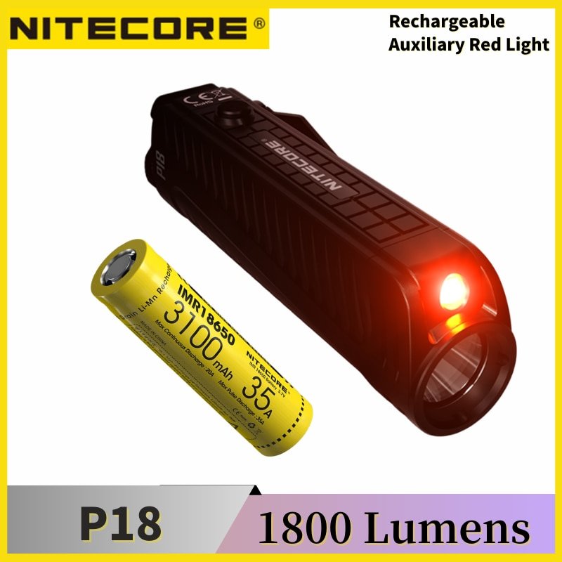 NITECORE P18 Tactical Flashlight XHP35 HD 1800 lumen beam throw 182 meters search reacue light With