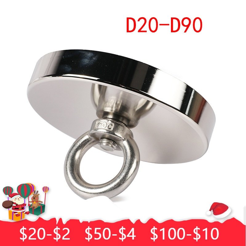 Search Magnet 200KG Pot Strong Neodymium Fishing Magnet Heavy Duty Rare Earth Magnets Countersunk Hole Eyebolt