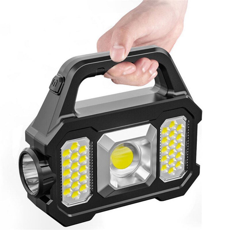 Solar Camping Flashlight Hight Power 600LM LED COB Work Lights Waterproof 6 Gear USB Rechargeable Searchlight