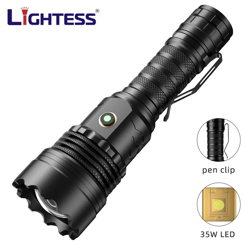 Super Bright Flashlight Long Range Built in 21700 Battery Rechargeable Light Tactical Military Search Aluminum Alloy