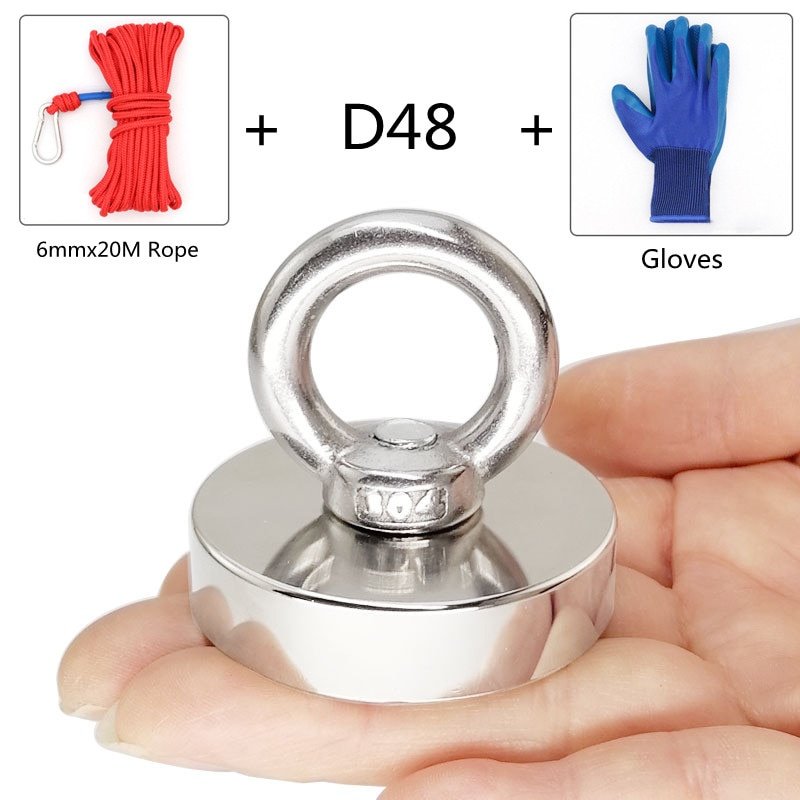 Super Strong Search Magnet Neodymium Earth Magnets Fishing 90 80 75 60 55 48mm with 6MM