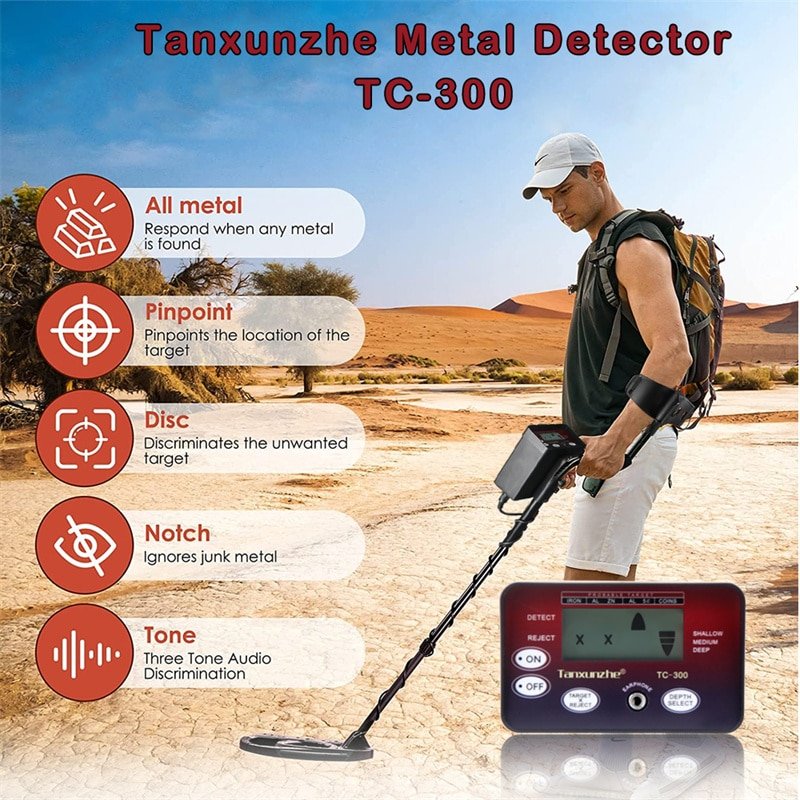 Tanxunzhe TC 300 Underground Metal Detector High sensitivity LCD Metal Detector Waterproof Coil All Metal Disc