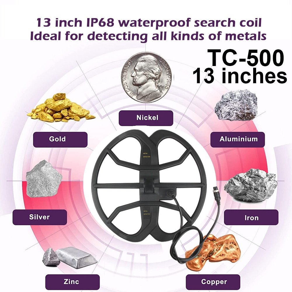 Underground Metal Detector Coil for TC 500 Metal Detector Waterproof Coil 13 Search Coil 10KHZ Metal
