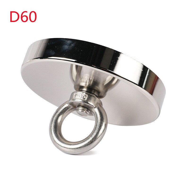 D60 Strong Fishing Magnet Neodymium Search Magnets with Countersunk Hole Eyebolt for Salvage Magnetic Pot Fishing