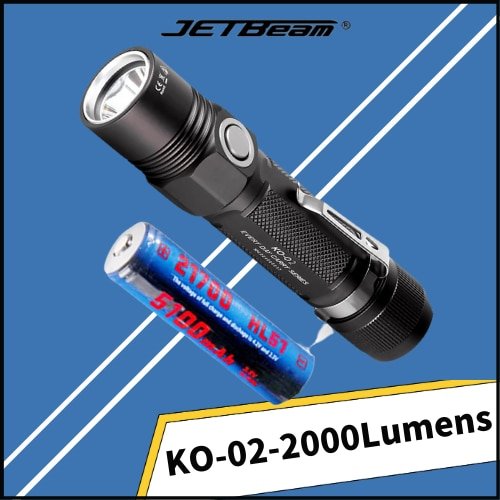 JETBEAM KO 02 Tactical Flashlight 2000Lumens CREE XHP35 LED USB Charging With 18650 Battery For Camping